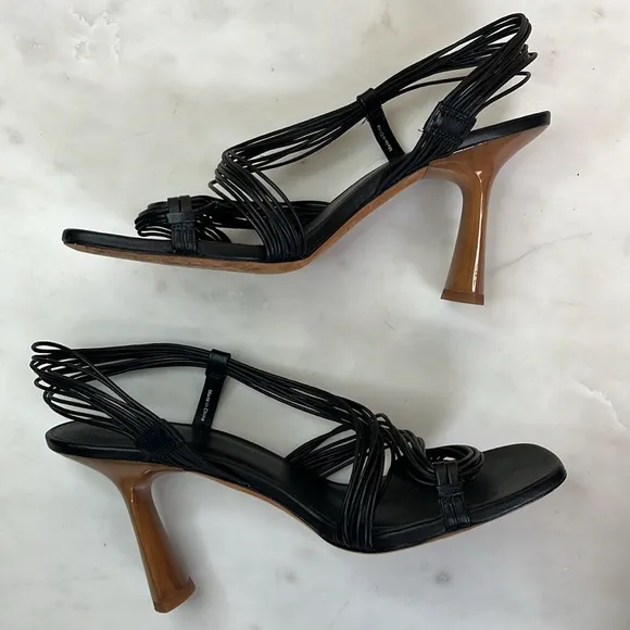 Vince Qala Leather Strappy Slingback Sandals‎ Heels Black size EU 40 / US 9