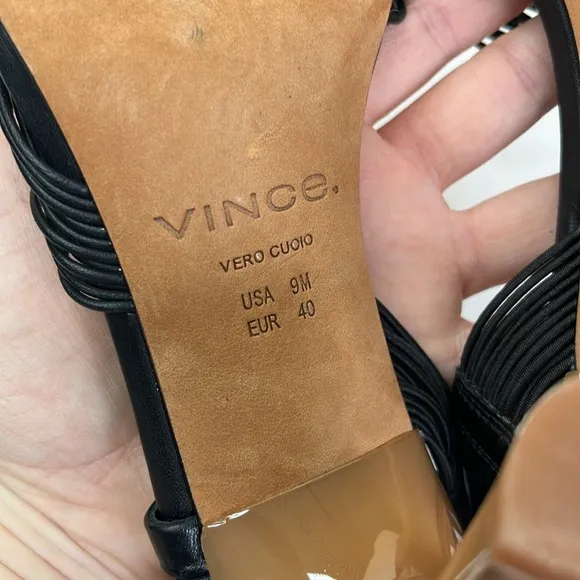 Vince Qala Leather Strappy Slingback Sandals‎ Heels Black size EU 40 / US 9