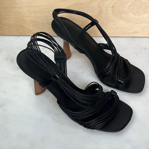 Vince Qala Leather Strappy Slingback Sandals‎ Heels Black size EU 40 / US 9