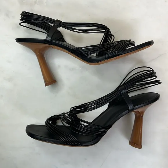 Vince Qala Leather Strappy Slingback Sandals‎ Heels Black size EU 40 / US 9
