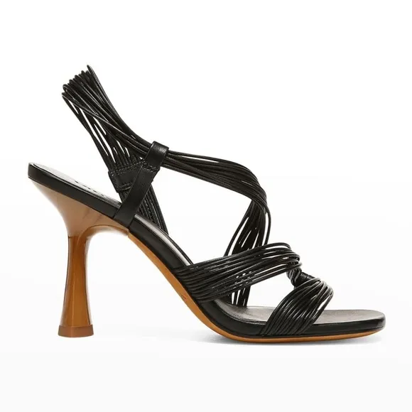 Vince Qala Leather Strappy Slingback Sandals‎ Heels Black size EU 40 / US 9