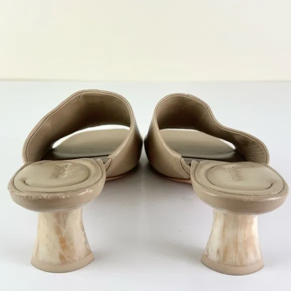 VINCE TAN LEATHER MULE SANDALS