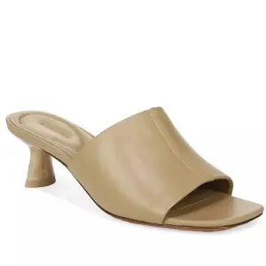 VINCE TAN LEATHER MULE SANDALS