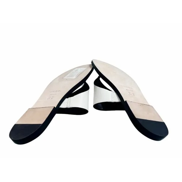 Vince Womens Black &amp; White Leather Sandals Size 6M- LT3284