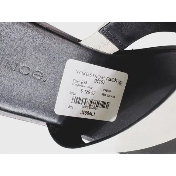 Vince Womens Black &amp; White Leather Sandals Size 6M- LT3284