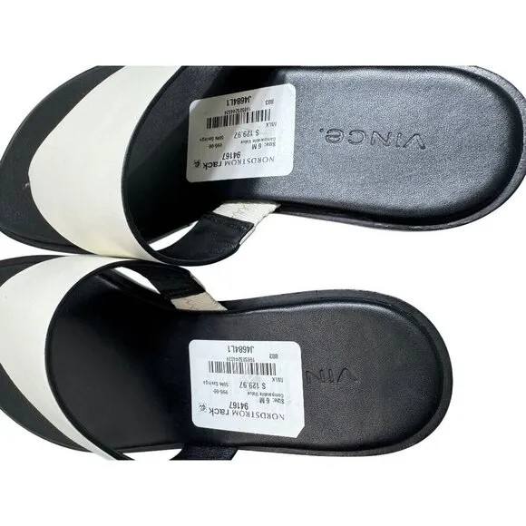 Vince Womens Black &amp; White Leather Sandals Size 6M- LT3284