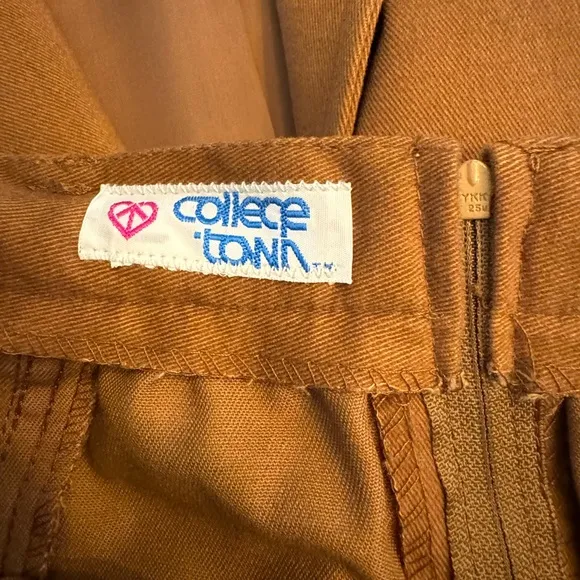 Vintage 1970s College Town Caramel Brown Skirt Suit size small