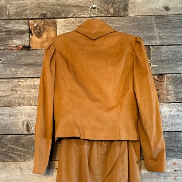 Vintage 1970s College Town Caramel Brown Skirt Suit size small