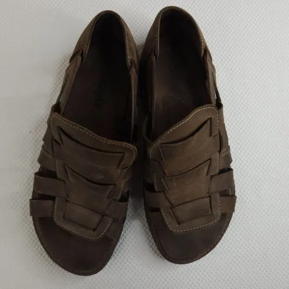 Vintage 90s Grunge Mens 12 Sandals Brown Fishman Simple Brand Lug Soles