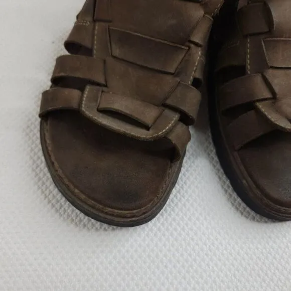 Vintage 90s Grunge Mens 12 Sandals Brown Fishman Simple Brand Lug Soles