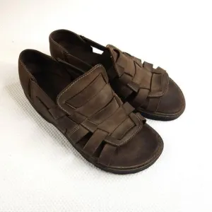 Vintage 90s Grunge Mens 12 Sandals Brown Fishman Simple Brand Lug Soles