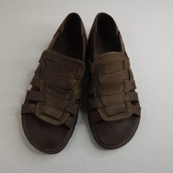 Vintage 90s Grunge Mens 12 Sandals Brown Fishman Simple Brand Lug Soles