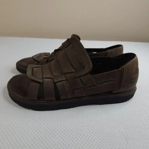 Vintage 90s Grunge Mens 12 Sandals Brown Fishman Simple Brand Lug Soles