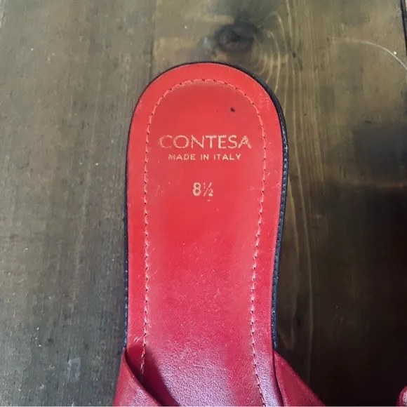 Vintage Contesa red bow wedge sandals