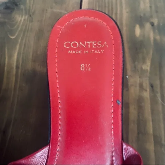 Vintage Contesa red bow wedge sandals