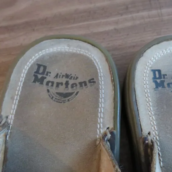 VINTAGE DR. MARTENS Slip On Chunky Wedge Brown Leather Sandals Clogs Y2K 8a63