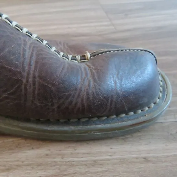 VINTAGE DR. MARTENS Slip On Chunky Wedge Brown Leather Sandals Clogs Y2K 8a63