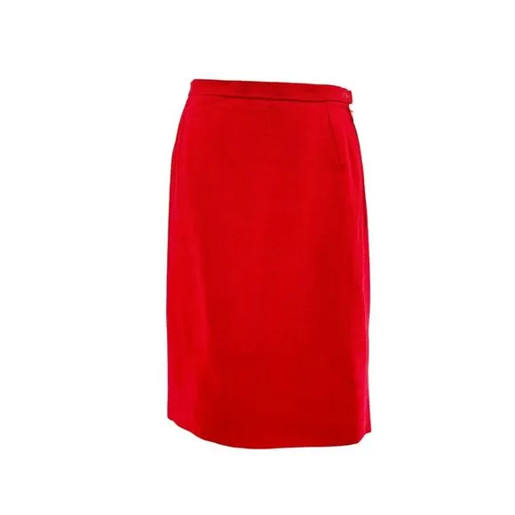 Vintage Ein Fink Kleid Skirt And‎ Overlay Top Suit Set Red Linen Blend Size 38