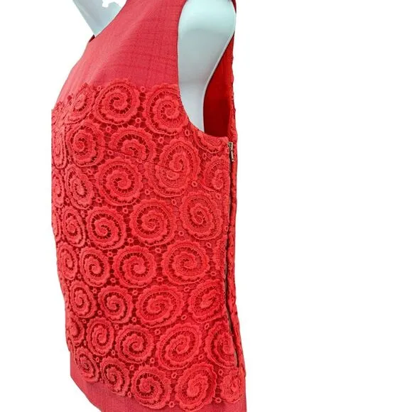 Vintage Ein Fink Kleid Skirt And‎ Overlay Top Suit Set Red Linen Blend Size 38