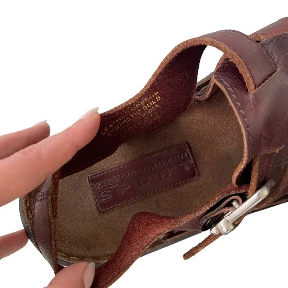 Vintage Giorgio Brutini Sport Men’s Brown Leather Fisherman Sandals
