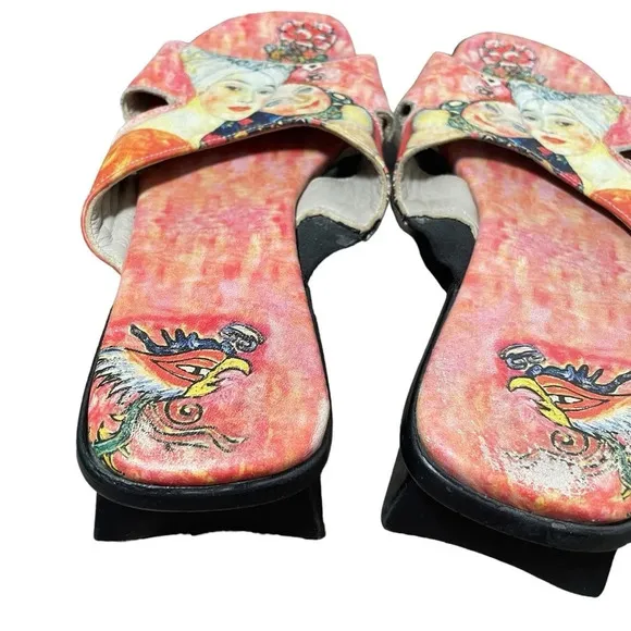 VINTAGE Jeon Women’s Japanese Wearable Art Heeled Sandals Size 6.5