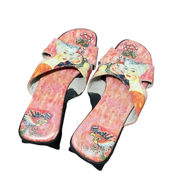 VINTAGE Jeon Women’s Japanese Wearable Art Heeled Sandals Size 6.5