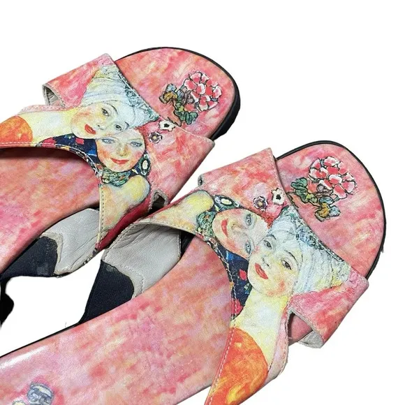 VINTAGE Jeon Women’s Japanese Wearable Art Heeled Sandals Size 6.5