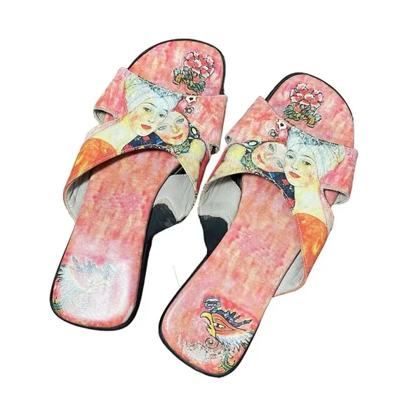 VINTAGE Jeon Women’s Japanese Wearable Art Heeled Sandals Size 6.5