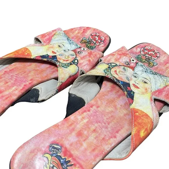 VINTAGE Jeon Women’s Japanese Wearable Art Heeled Sandals Size 6.5