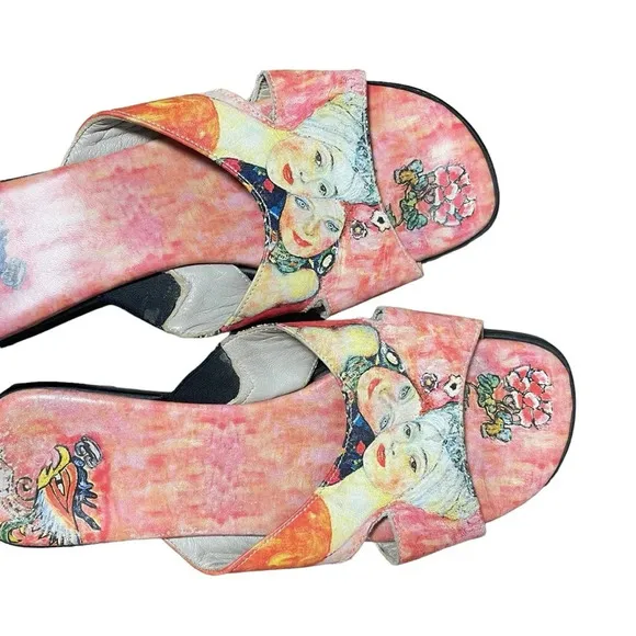 VINTAGE Jeon Women’s Japanese Wearable Art Heeled Sandals Size 6.5