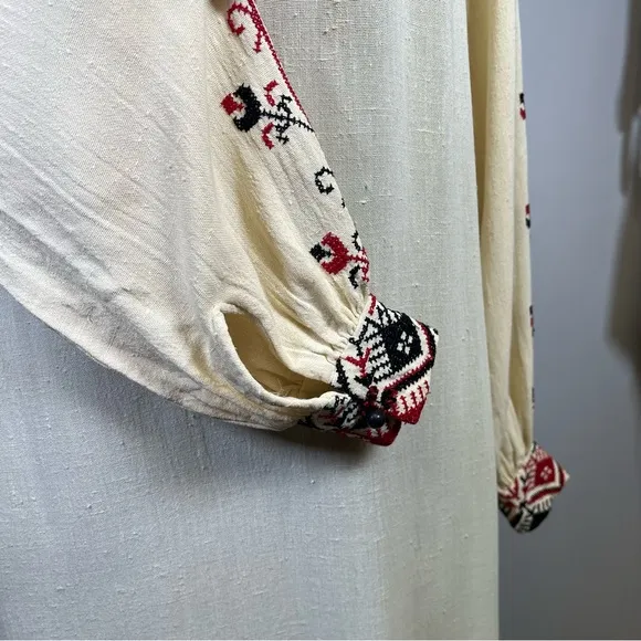 Vintage Phyllis Sues Kaftan Dress Embroidery Detail Pockets Boho Size Medium