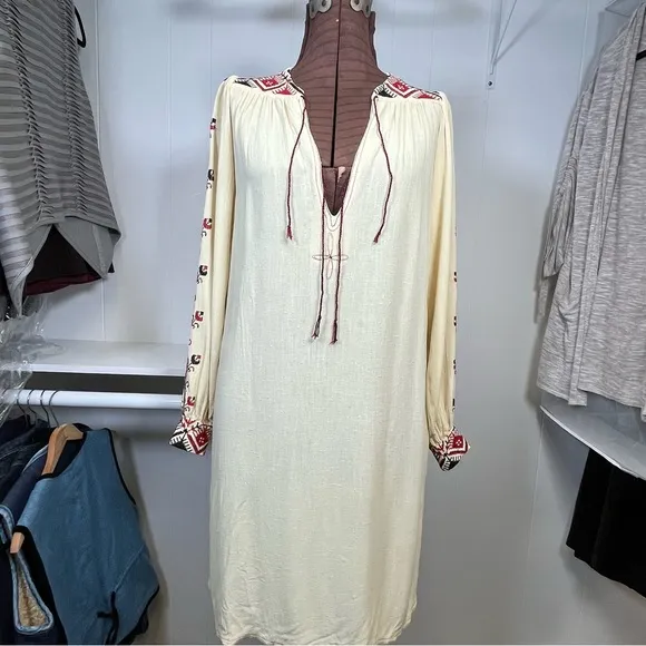 Vintage Phyllis Sues Kaftan Dress Embroidery Detail Pockets Boho Size Medium