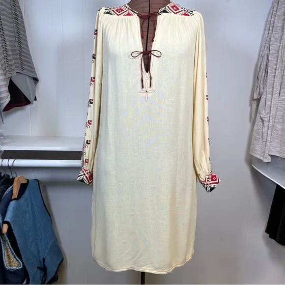 Vintage Phyllis Sues Kaftan Dress Embroidery Detail Pockets Boho Size Medium
