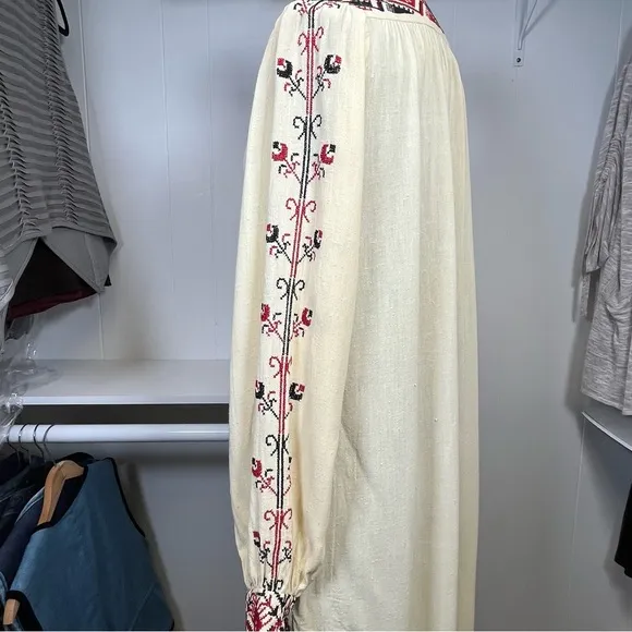 Vintage Phyllis Sues Kaftan Dress Embroidery Detail Pockets Boho Size Medium