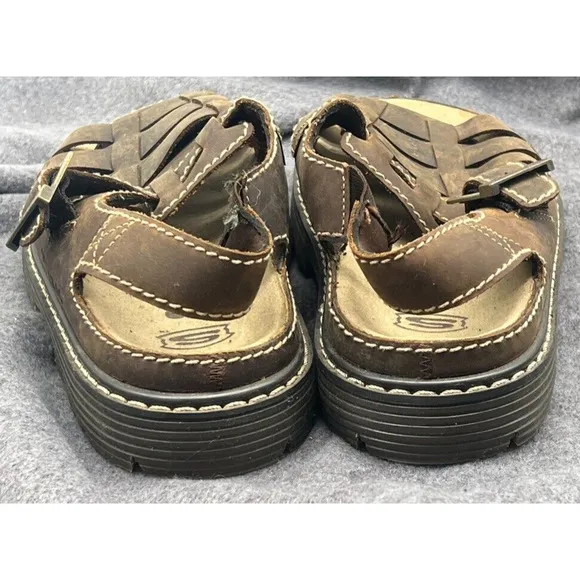 Vintage Skechers Fisherman Sandals Jammers Mens 10 Brown Leather Y2K Chunky New