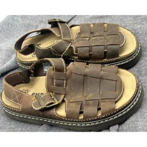 Vintage Skechers Fisherman Sandals Jammers Mens 10 Brown Leather Y2K Chunky New