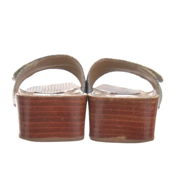 Vintage Stuart Weitzman Leather Animal Print Heeled Sandals/Slides