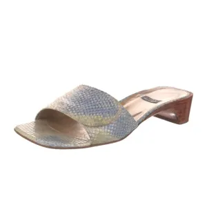 Vintage Stuart Weitzman Leather Animal Print Heeled Sandals/Slides