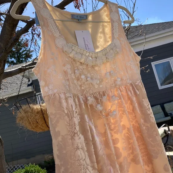 Vintage Y2K T. Bleu Cream Embroidered Boho Dress – NWT – 90s Inspired