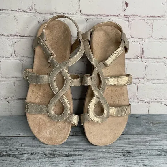 Vionic Adjustable Backstrap Sandals Jodie Champagne Sz 8 Worn Once.