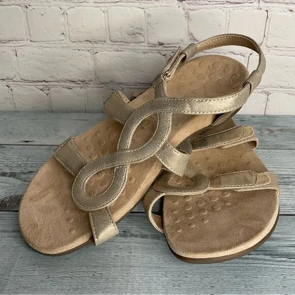 Vionic Adjustable Backstrap Sandals Jodie Champagne Sz 8 Worn Once.