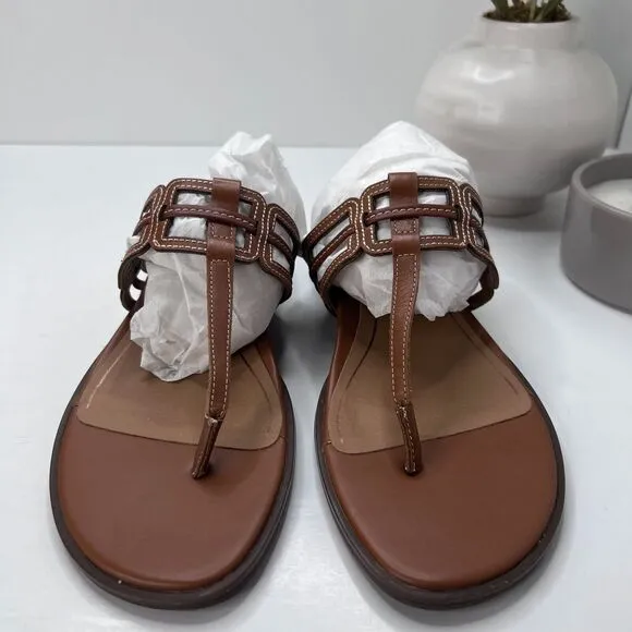 Vionic Alvana Arch Supportive Leather Thong Slide Sandals Women's 9.5M Tried On
