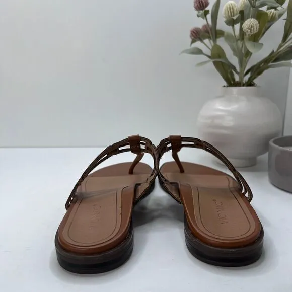Vionic Alvana Arch Supportive Leather Thong Slide Sandals Women's 9.5M Tried On