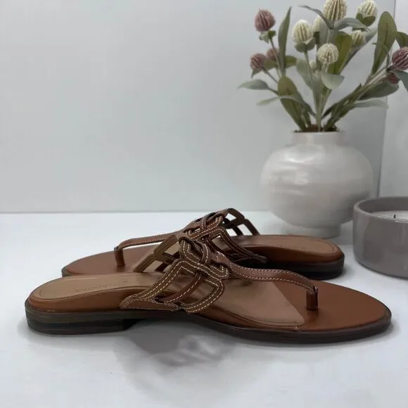 Vionic Alvana Arch Supportive Leather Thong Slide Sandals Women's 9.5M Tried On