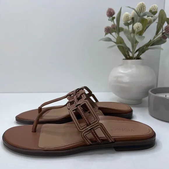 Vionic Alvana Arch Supportive Leather Thong Slide Sandals Women's 9.5M Tried On