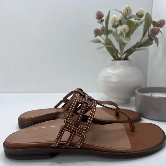 Vionic Alvana Arch Supportive Leather Thong Slide Sandals Women's 9.5M Tried On