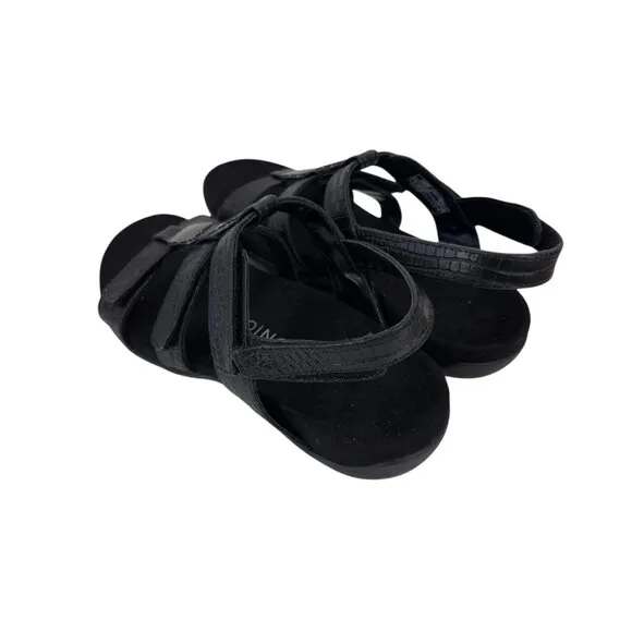 Vionic Amber Womens Black Adjustable Strap Sandals Size 8 EU 38 Croc-Embossed St
