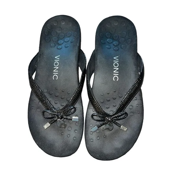 Vionic Bella ll Black Lizard Print Sandals