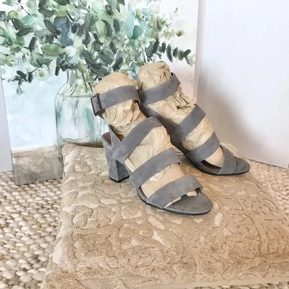 Vionic Blaire Gray Suede Heeled Sandal Size 9.5, NWT