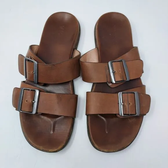 Vionic Brown &quot;Charlie&quot; Leather Slide Sandals Size 12
